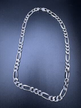 Vintage 925 Sterling Silver Signed Italian Figaro Link Chain Necklace